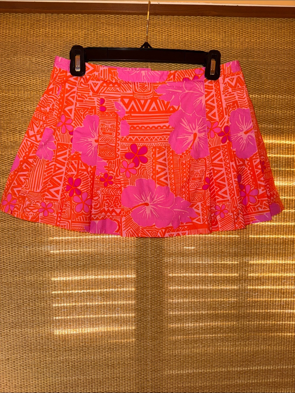 Lilly Pulitzer Pleated Mini Skirt in Orange and Pink Floral
